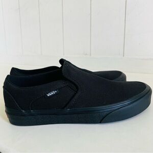 Vans Asher Classic Black Canvas Slip On Sneakers Women’s Size 7.5 Skater